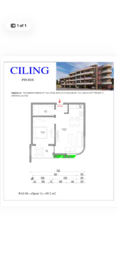 Sale, one bedroom apartment, 49m², Pinješ, Ulcinj
