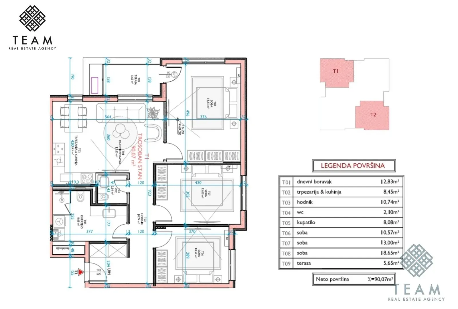 Sale, three bedroom apartment, 90m², Ljubović, Podgorica