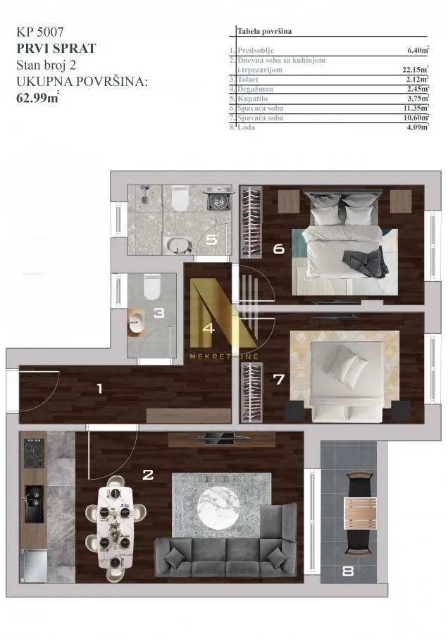 Prodaja, trosoban stan, 63m², Adice, Novi Sad Sve Podlokacije