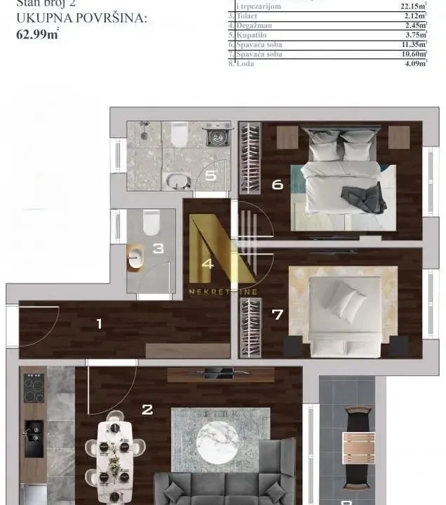 Prodaja, trosoban stan, 63m², Adice, Novi Sad Sve Podlokacije