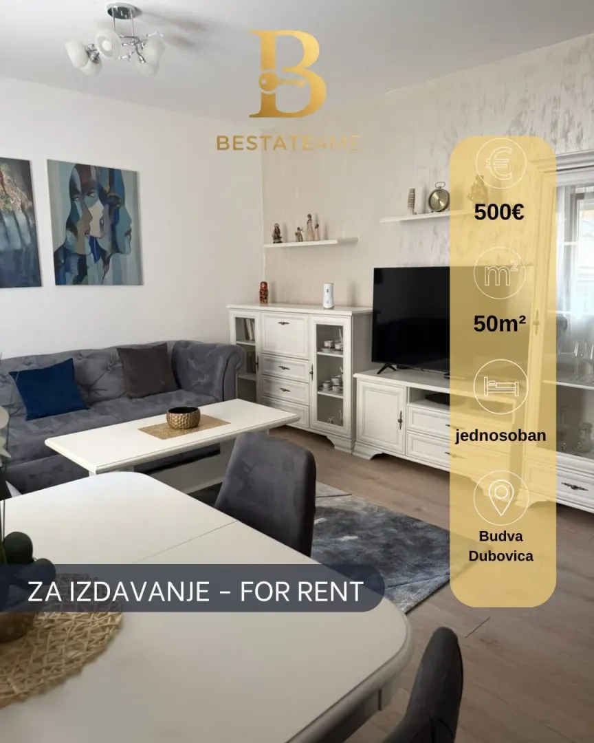 Izdavanje, jednosoban stan, 50m², Dubovica, Budva