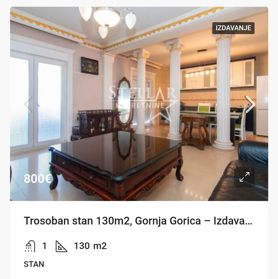 Rent, three bedroom apartment, 130m², Gornja Gorica, Podgorica