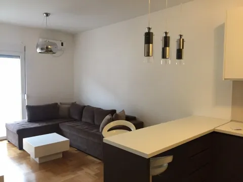 Living room with a corner sofa and a breakfast bar. - image 16