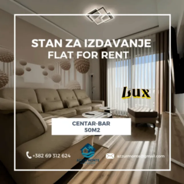 Rent, one bedroom apartment, 50m², Centar, Bar