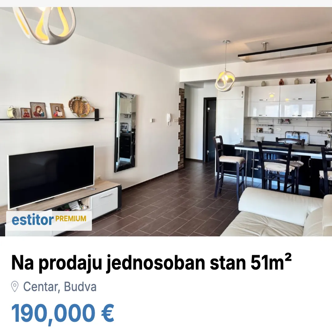 Prodaja, jednosoban stan, 51m², Centar, Budva