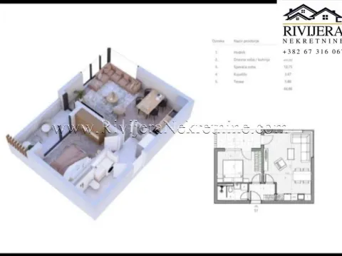 Prodaja, jednosoban stan, 47m², Radanovići, Kotor - image 5