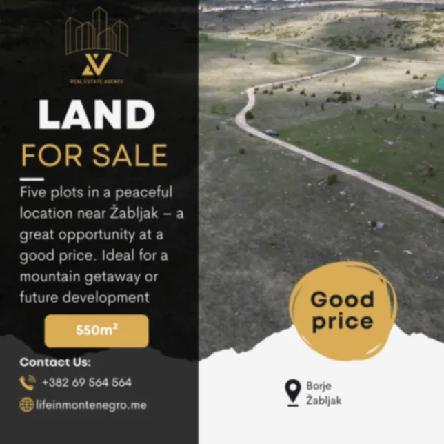 Prodaja, plac, 550m², Borje, Žabljak