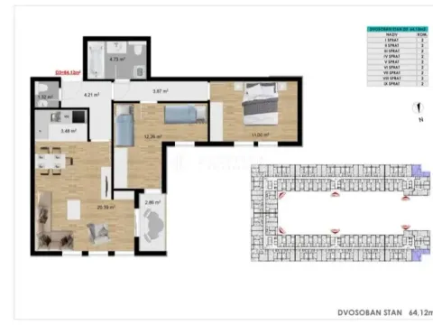 Sale, two bedroom apartment, 64m², Stari Aerodrom, Podgorica - image 8