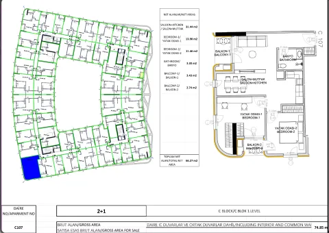 Arhitektonski plan stana sa rasporedom prostorija i površinama. - image 3