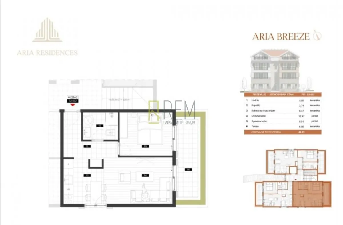 Prodaja, jednosoban stan, 49m², Mrčevac, Tivat