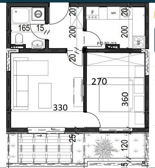 Sale, one bedroom apartment, 38m², Radanovići, Kotor