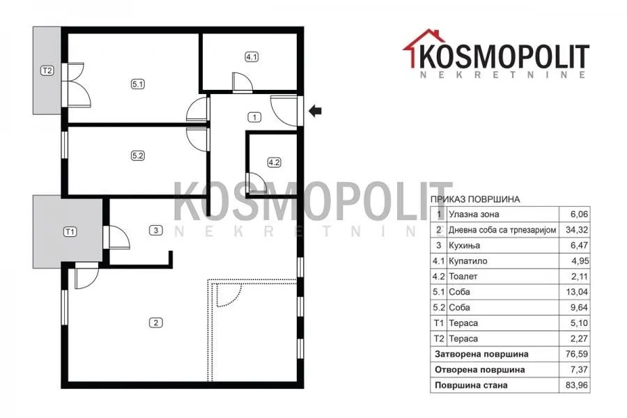 Prodaja, trosoban stan, 84m², Tošin bunar, Novi Beograd Sve Podlokacije