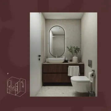 Moderne kupatilo sa umivaonikom, ogledalom i konzolnom wc šoljom. - image 14