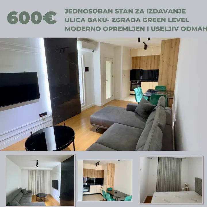 Rent, one bedroom apartment, 48m², City Kvart, Podgorica