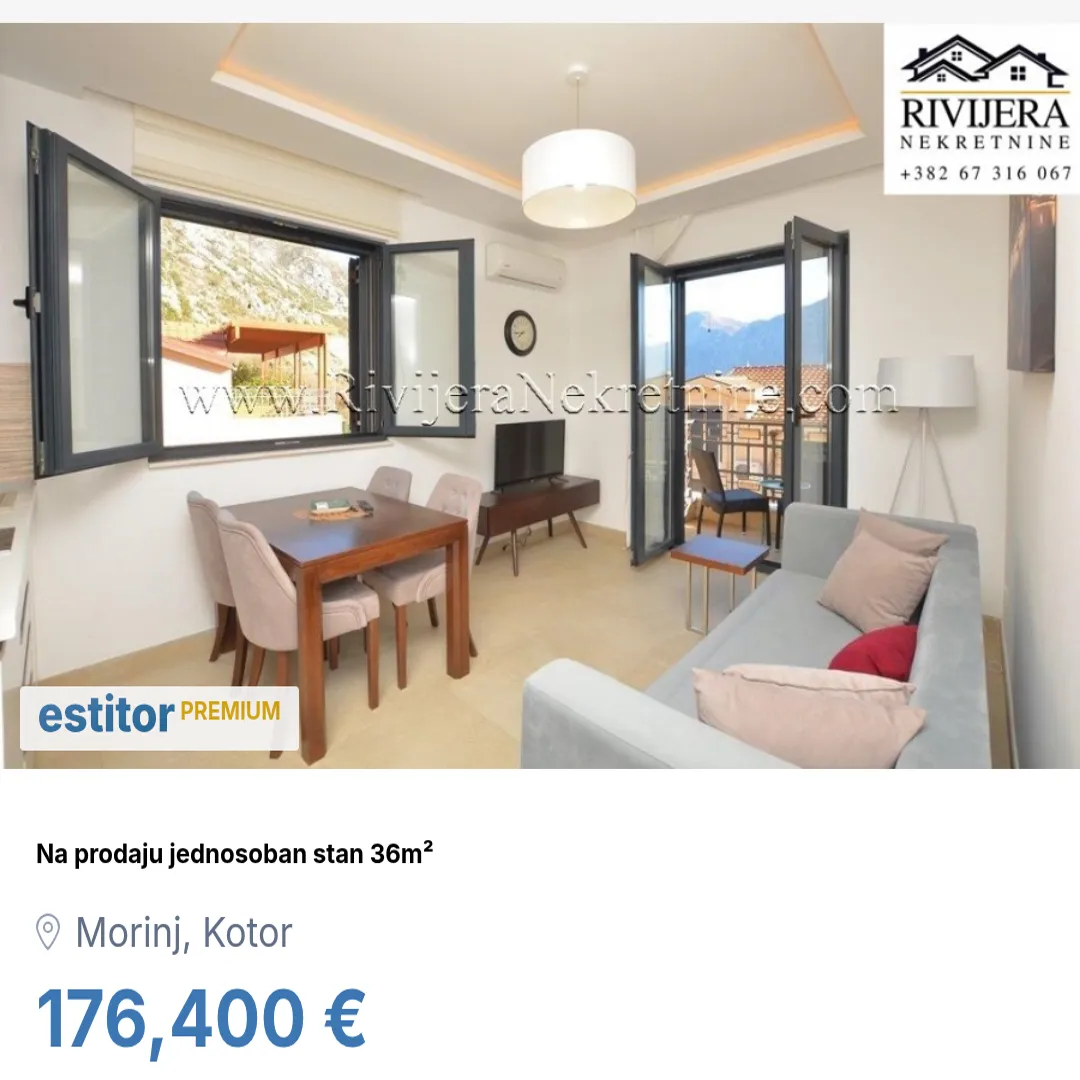 Prodaja, jednosoban stan, 36m², Morinj, Kotor