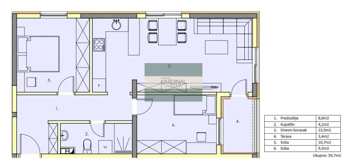 Sale, two bedroom apartment, 59m², Centar, Jagodina