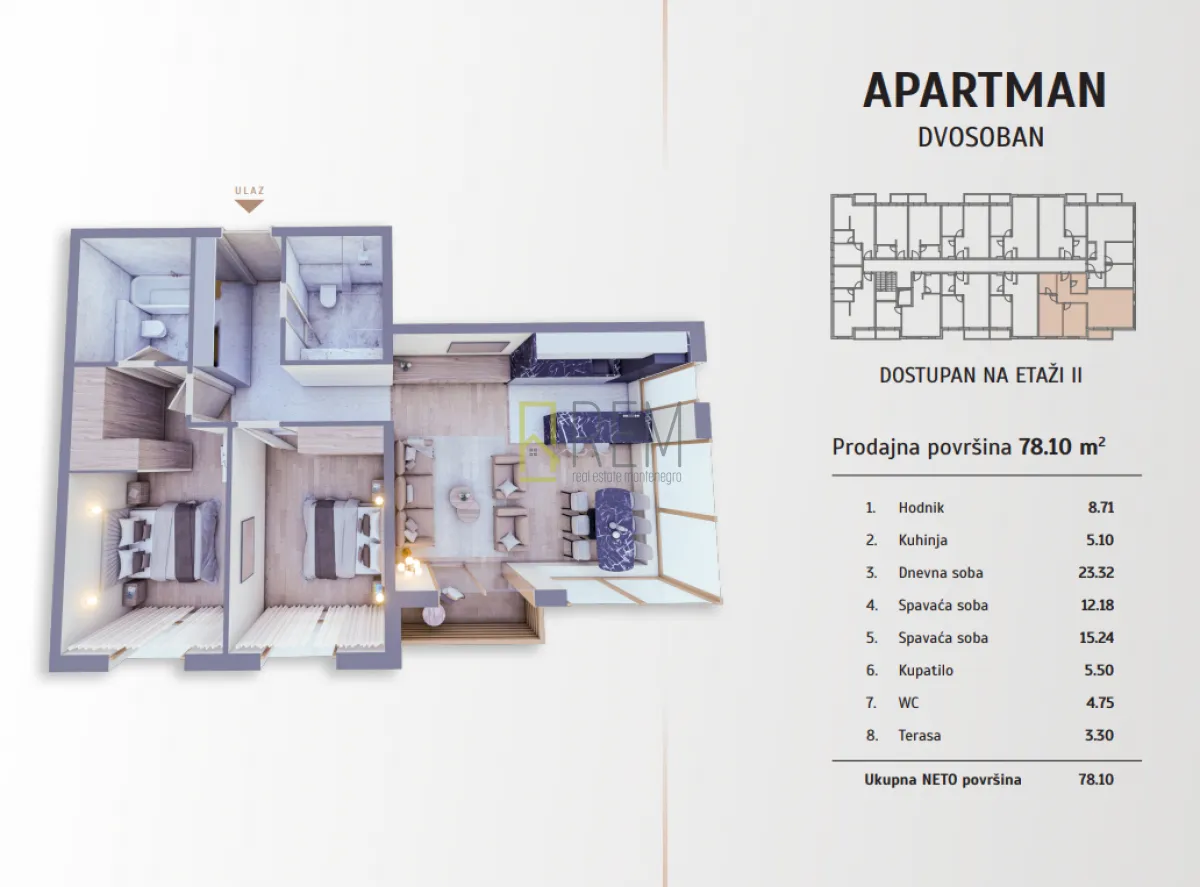 Sale, one bedroom apartment, 42m², Kolašin, Crna Gora