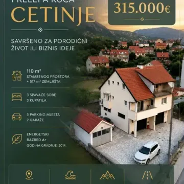 Pogled iz vazduha na kuću sa dvorištem i garažom na Cetinju. - image 9