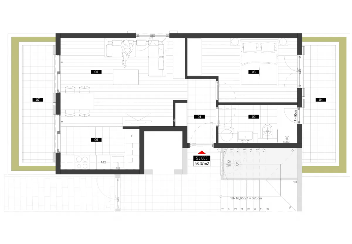Prodaja, jednosoban stan, 58m², Mrčevac, Tivat