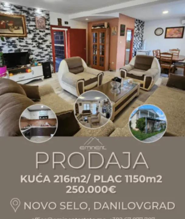 Prodaja, kuća, 216m², Novo Selo, Danilovgrad
