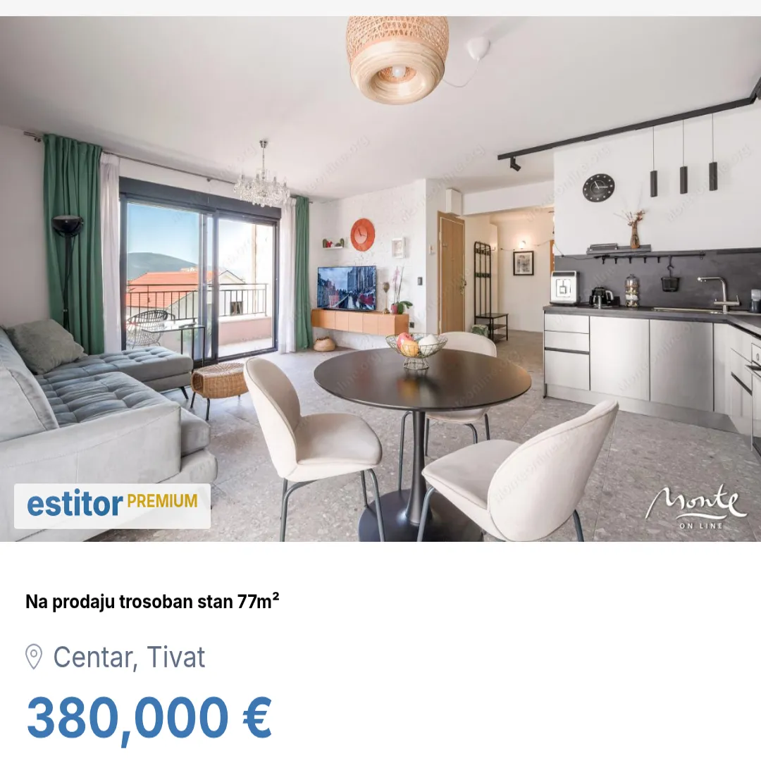 Sale, three bedroom apartment, 77m², Centar, Tivat