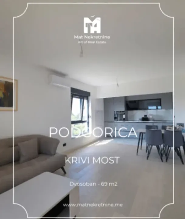 Izdavanje, dvosoban stan, 69m², Krivi Most, Podgorica
