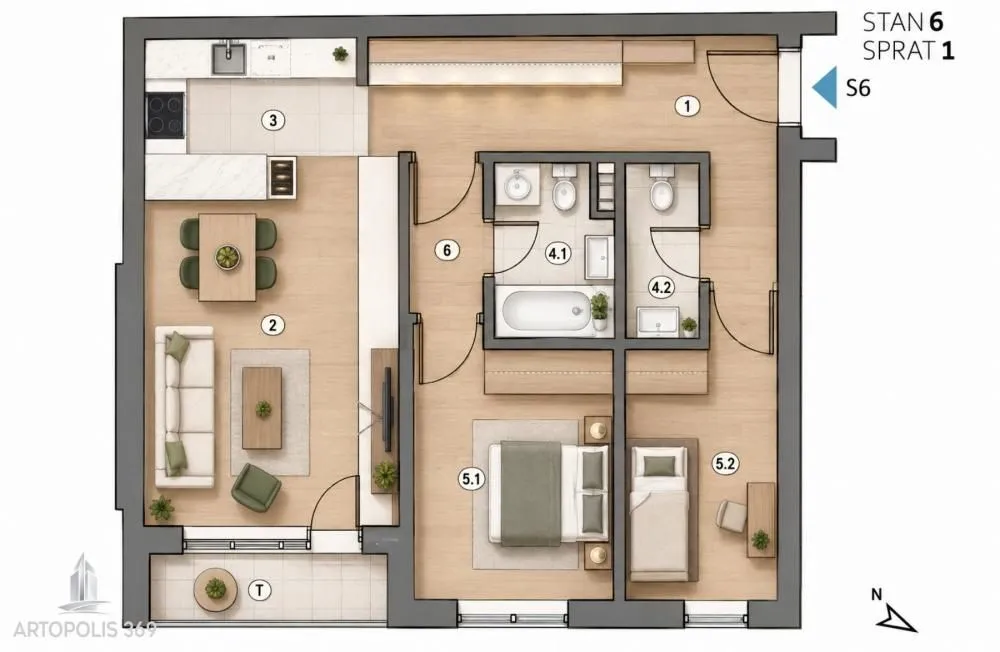 Prodaja, dvosoban stan, 64m², Surčin, Beograd