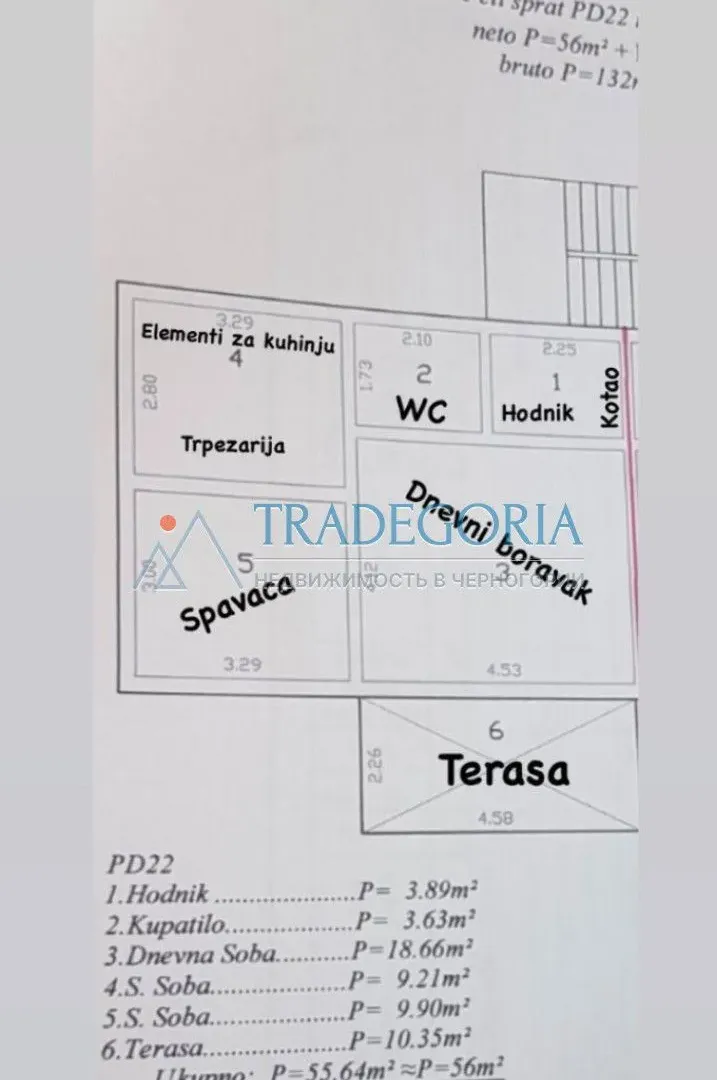 Prodaja, jednosoban stan, 56m², Dobra Voda, Bar