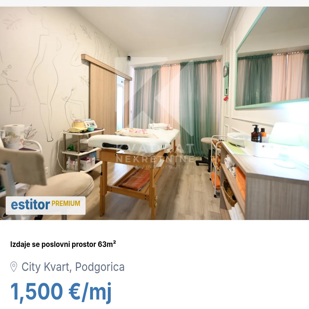 Izdavanje, poslovni prostor, 63m², City Kvart, Podgorica