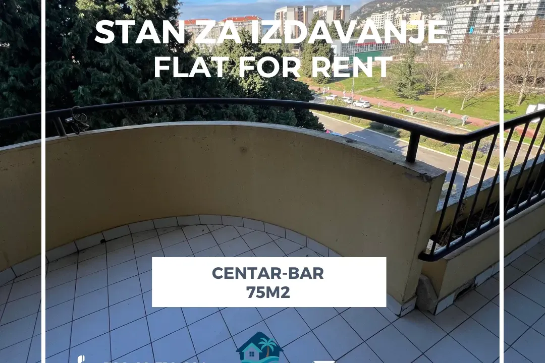 Izdavanje, dvosoban stan, 75m², Centar, Bar