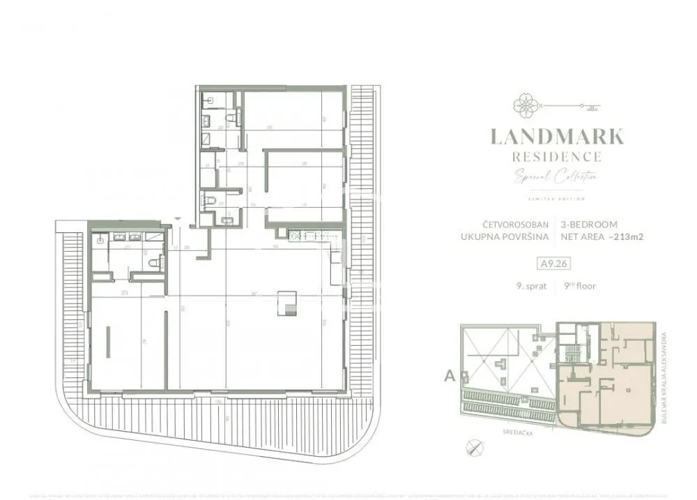 Prodaja, četvorosoban stan, 213m², Vračar Sve Podlokacije, Beograd