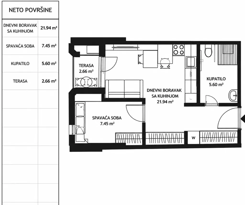 Sale, one bedroom apartment, 38m², Ilino, Bar