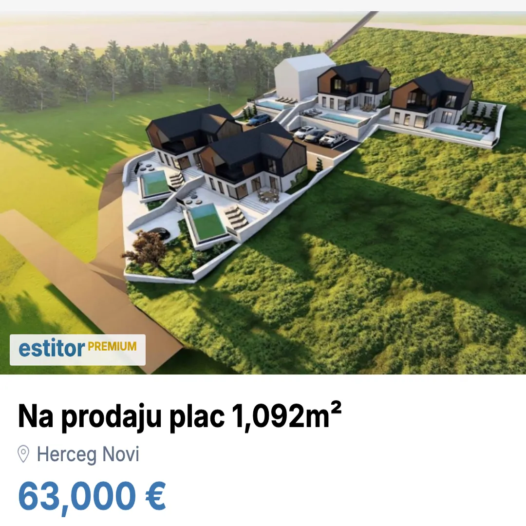 Prodaja, plac, 1092m², Herceg Novi, Crna Gora