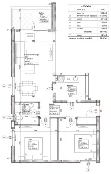 Osnova stana sa rasporedom prostorija i kvadraturom. - image 9