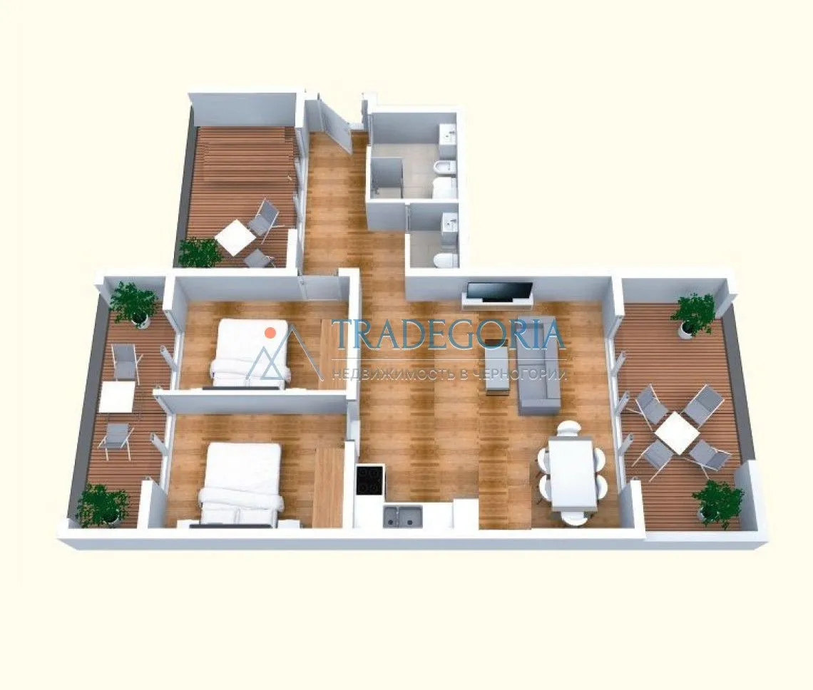 Prodaja, dvosoban stan, 65m², Bečići, Budva
