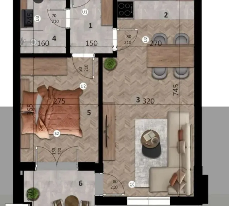 Sale, one bedroom apartment, 47m², Ilino, Bar