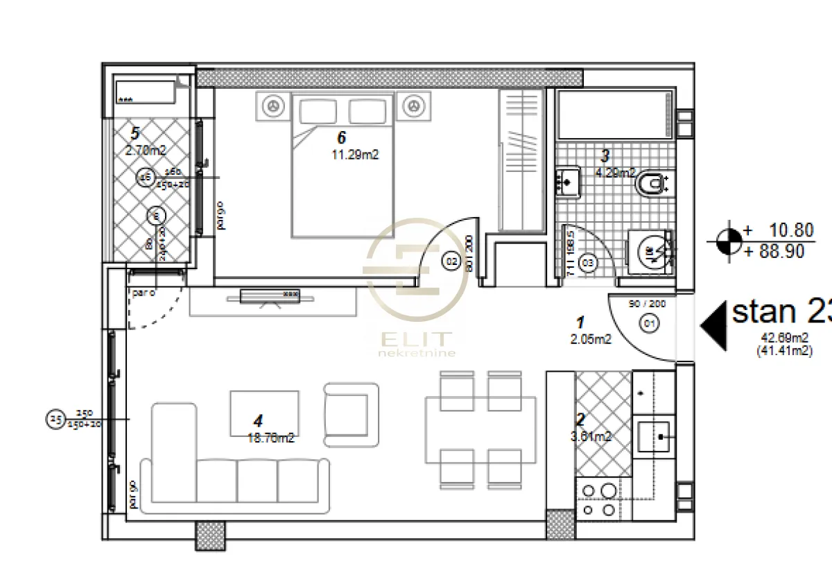 Sale, two bedroom apartment, 41m², Telep, Novi Sad Sve Podlokacije