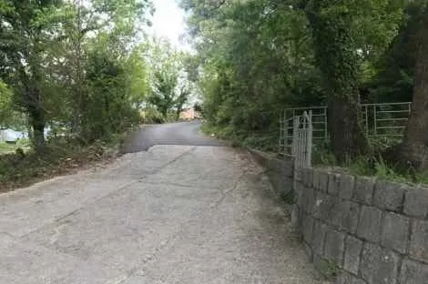 Prilazni put i ulaz na plac okružen drvećem. - image 8