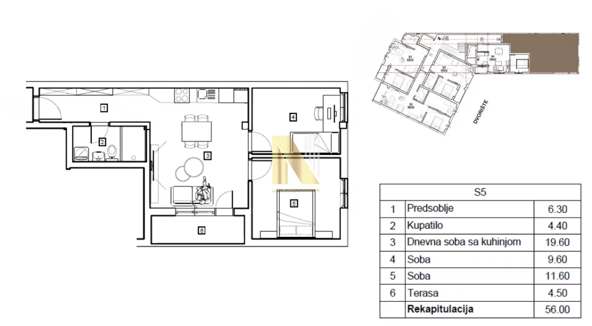 Sale, two bedroom apartment, 56m², Telep, Novi Sad Sve Podlokacije