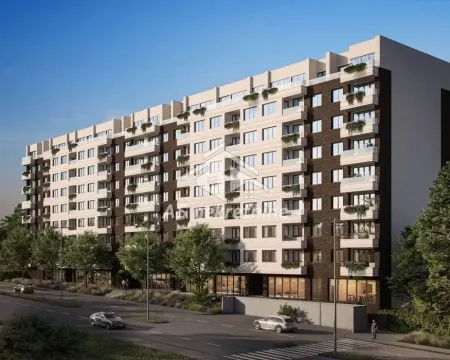 Exterior view of a modern residential building with balconies and surrounding greenery. - image 13