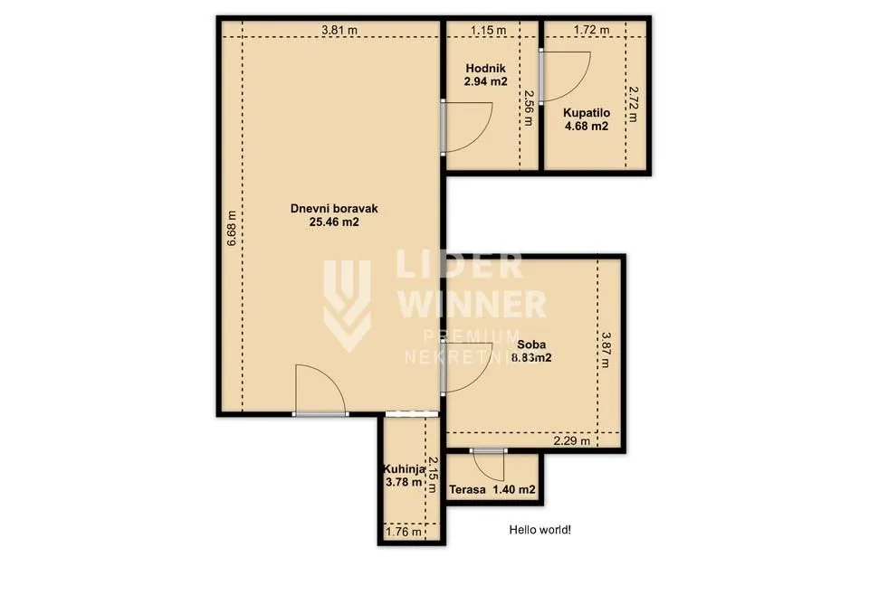 Prodaja, jednosoban stan, 48m², Bajlonijeva Pijaca, Beograd