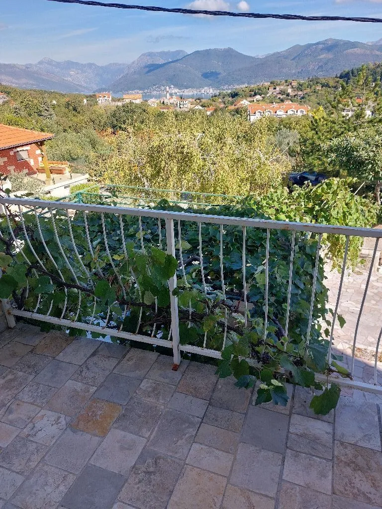 Terasa sa ogradom i pogledom na okolinu i planine.