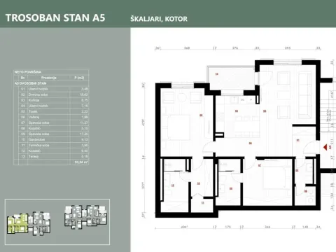 Sale, two bedroom apartment, 94m², Škaljari, Kotor - image 8