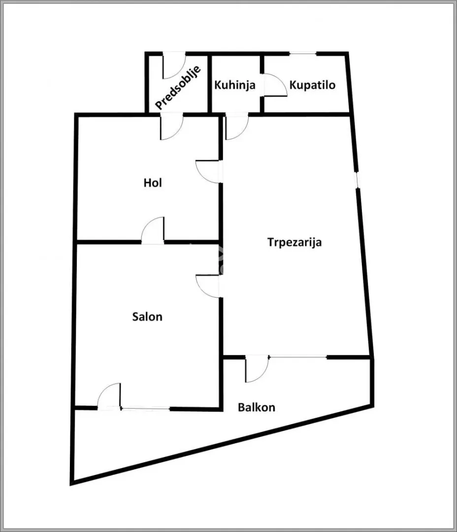 Floor plan of the apartment with labeled rooms.