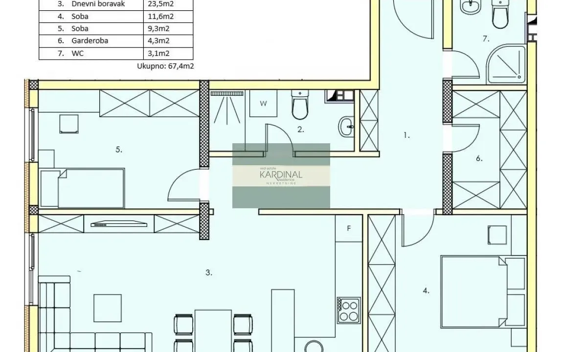 Prodaja, dvosoban stan, 67m², Centar, Jagodina