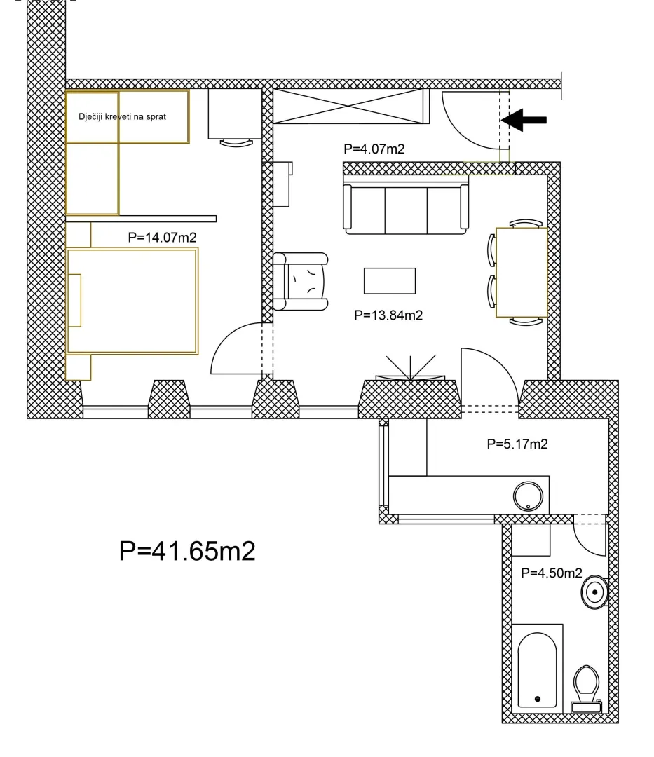 Prodaja, jednosoban stan, 42m², Centar, Podgorica