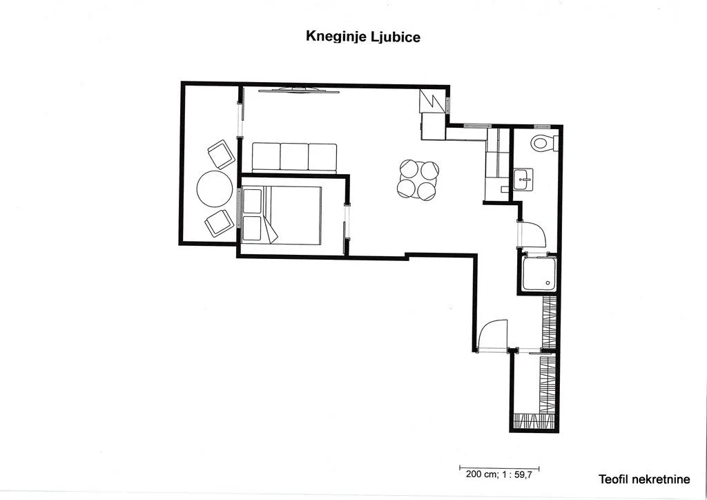 Sale, two bedroom apartment, 43m², Stari Grad, Beograd