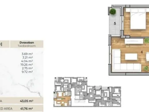 Sale, two bedroom apartment, 44m², Telep, Novi Sad Sve Podlokacije - image 9