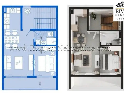 Sale, one bedroom apartment, 47m², Tivat, Crna Gora - image 7