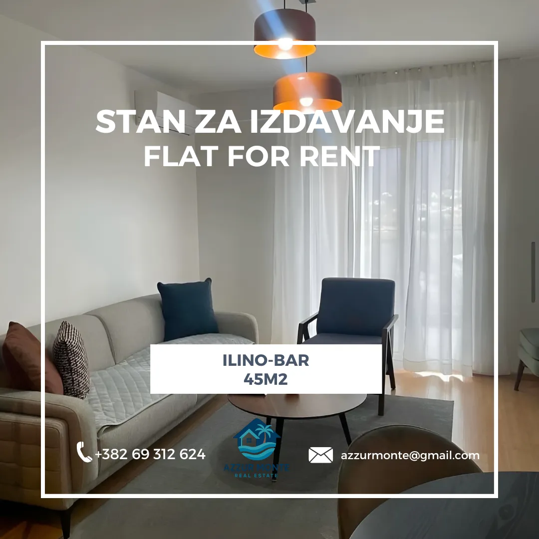 Rent, one bedroom apartment, 45m², Ilino, Bar